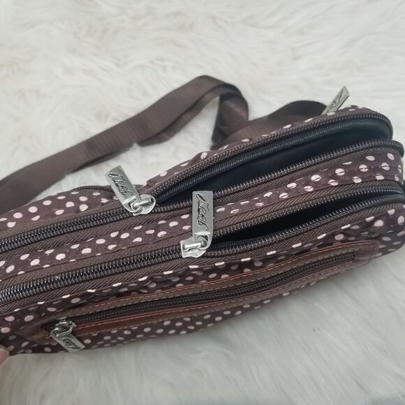 Nylon Brown Polkadot crossbody bag. - Picture 8 of 8
